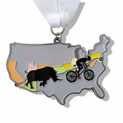 New Custom Metal Bicycle Cycling Race Sport Medal with Medal Ribbon