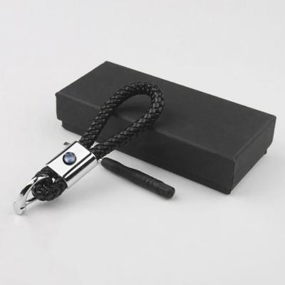 Custom Car Keyrings Leather Weave Straps Keychain with Car Logo