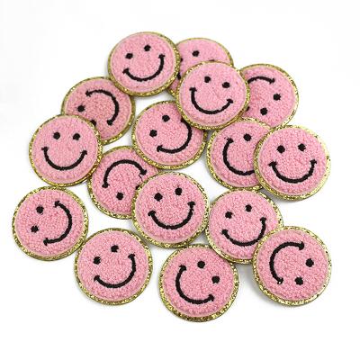 Custom Colorful Chenille Embroidered Smiley Face Patches