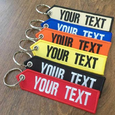 Custom Double Sided Personalized Logo Woven Embroidery Keyring
