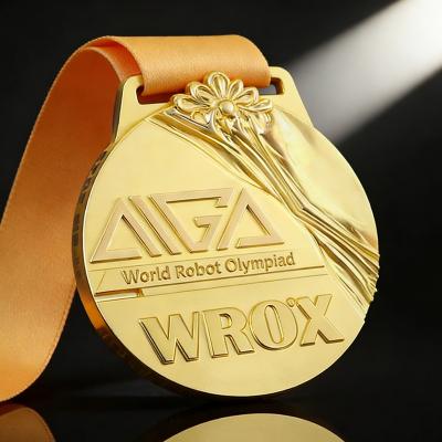 Zinc Alloy Metal Bronze Marathon Sports Running Medal with Ribbon Custom